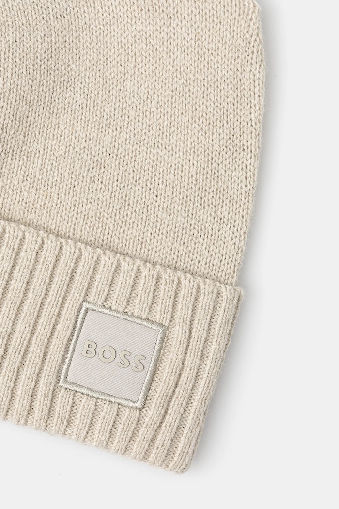 Вълнена шапка Boss Orange Akaio_R_Hat 50522447 бежов AW25