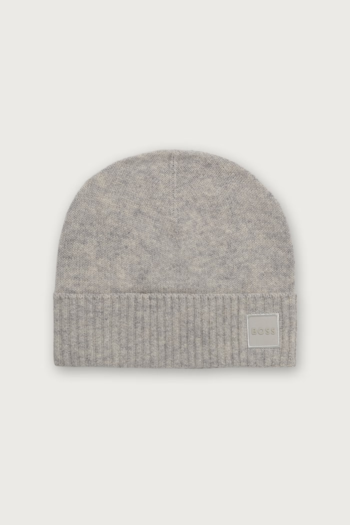 BOSS Orange Beanie kapa za muškarce s vunom Akaio_R_Hat siva 50522447