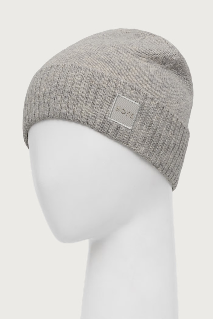 BOSS Orange Beanie kapa za muškarce s vunom Akaio_R_Hat 50522447 siva AW25