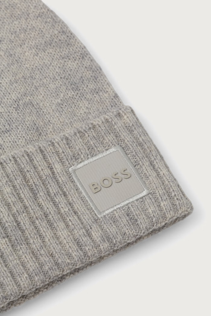 Dodaci BOSS Orange Beanie kapa za muškarce s vunom Akaio_R_Hat 50522447 siva