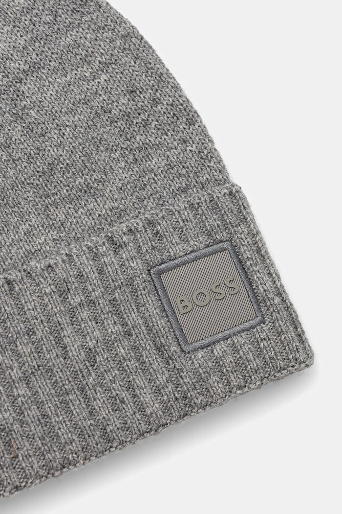 BOSS Orange Căciulă de bărbați cu lână Akaio_R_Hat 50522447 gri AW25