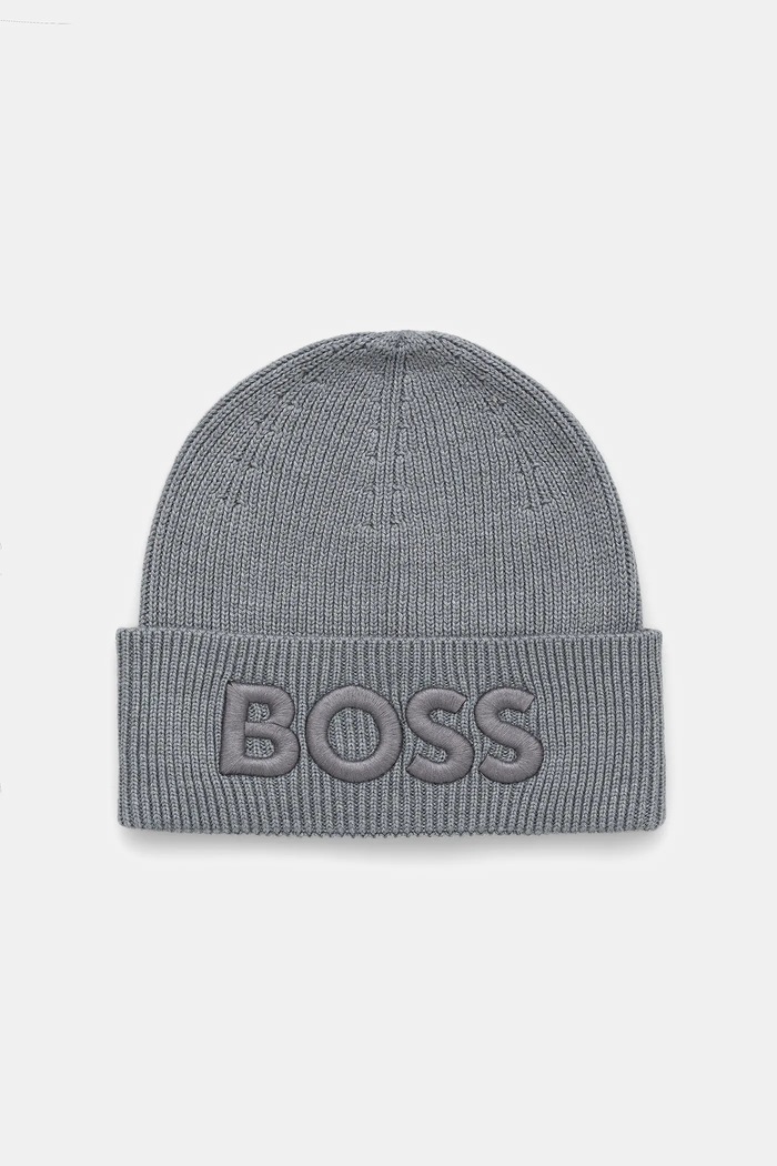 Μάλλινο σκουφί BOSS Orange Bashinah μαλλί γκρί 50522449
