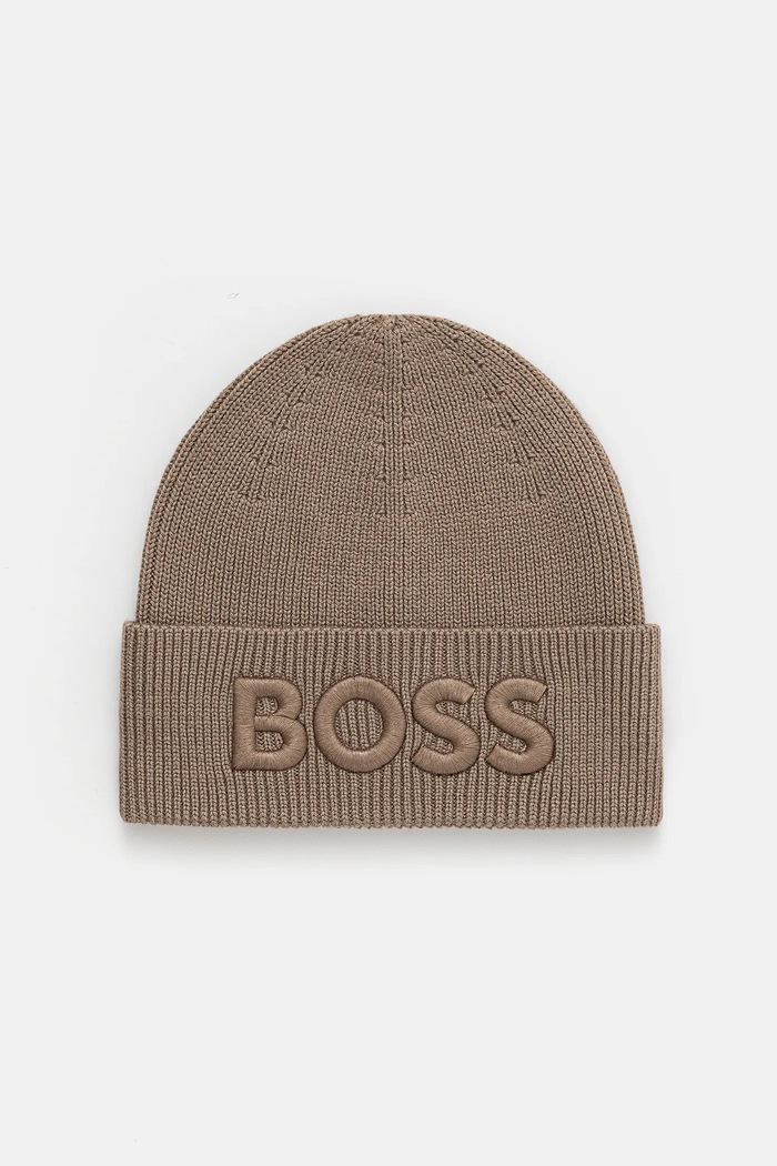 Vlnená čiapka BOSS Orange Afox_R vlna hnedá 50522449