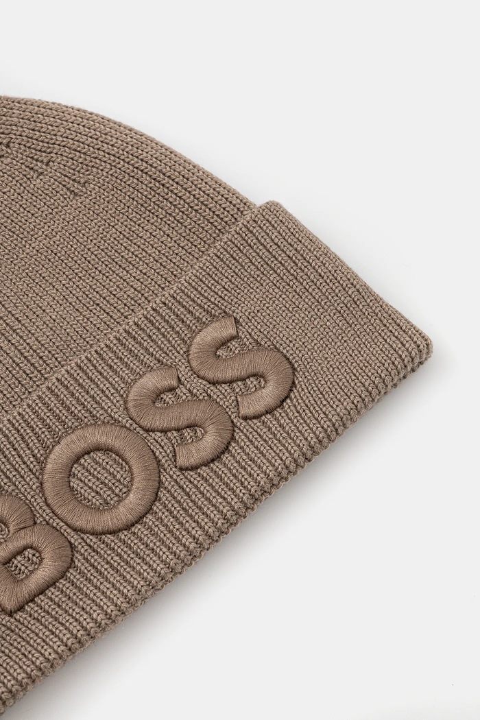 Vlnená čiapka BOSS Orange Afox_R 50522449 hnedá AW25