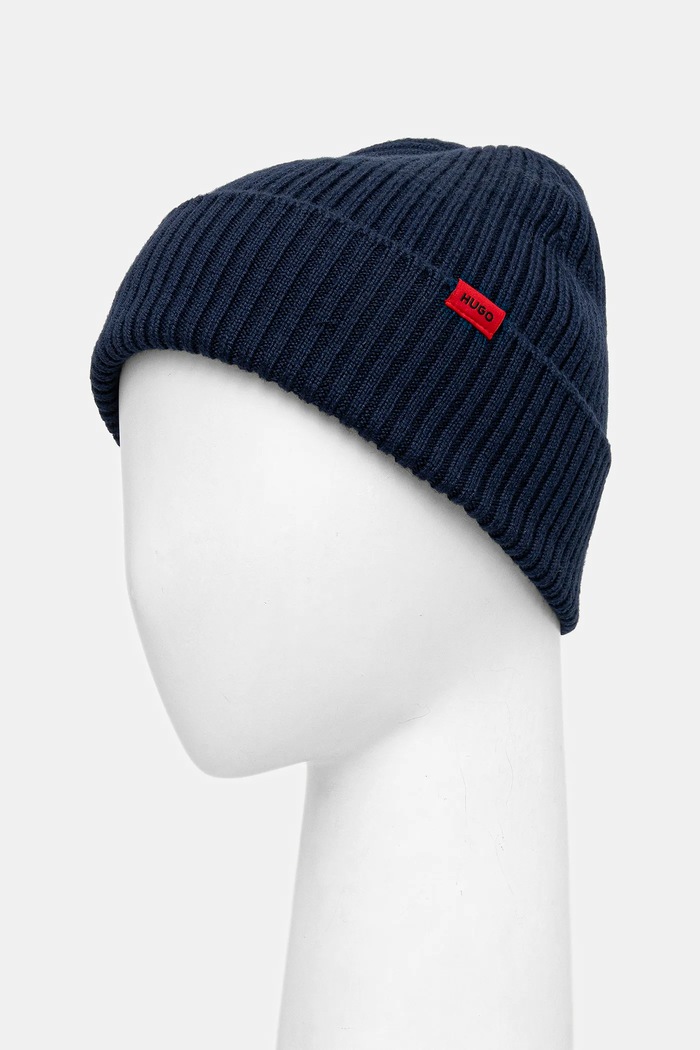 HUGO Czapka męska wełniana Xola 50524570 niebieski AW25