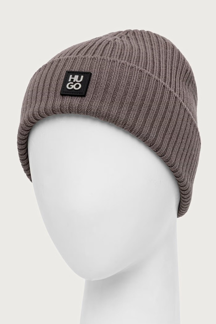 HUGO Czapka męska wełniana Xola_Metal 50527250 fioletowy AW25