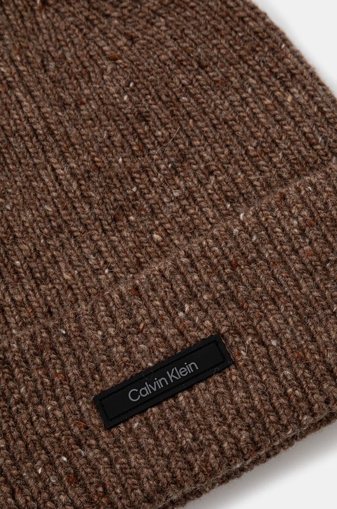 Вълнена шапка Calvin Klein K50K512358 кафяв AW24