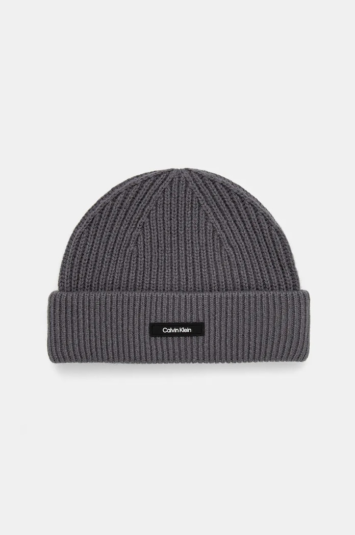 Vlněná čepice Calvin Klein vlna šedá K50K512360