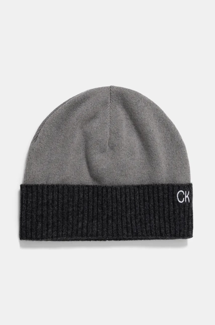 Calvin Klein czapka i szalik z domieszką wełny K50K512390 szary AW24