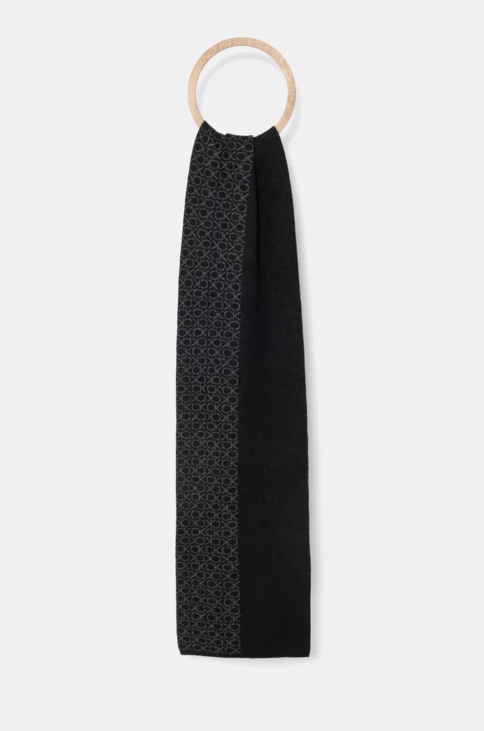 Akcesoria Calvin Klein czapka i szalik z domieszką wełny K50K512390 czarny