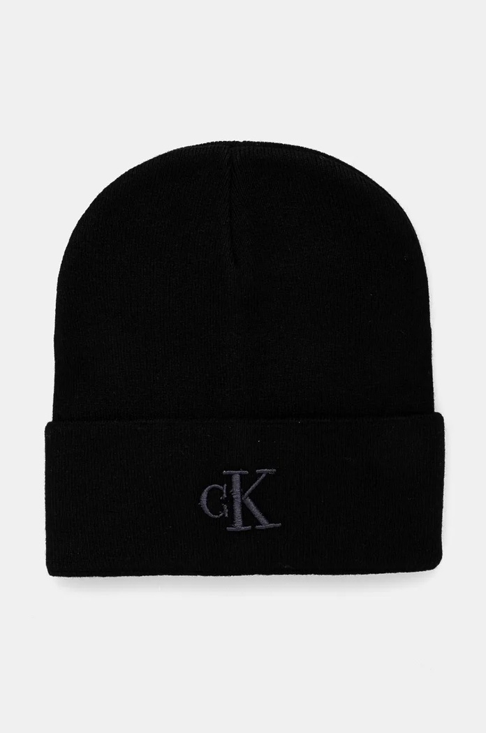 Čepice z vlněné směsi Calvin Klein Jeans s příměsí vlny černá K50K512461