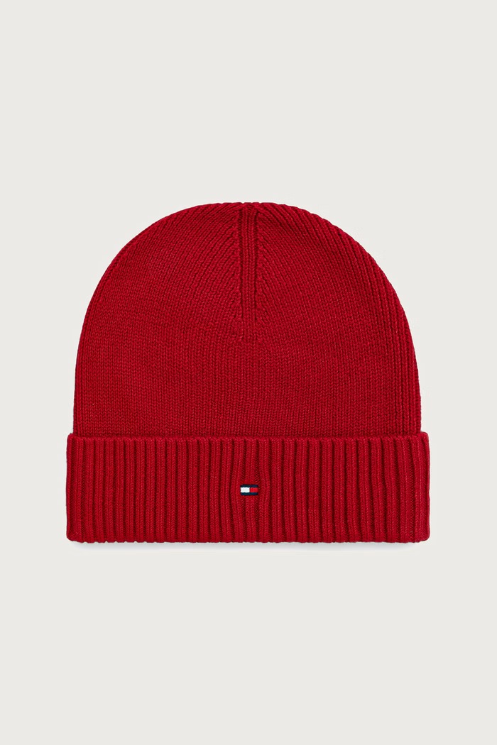 Tommy Hilfiger Beanie kapa za muškarce s dodatkom kašmira crvena AM0AM12796