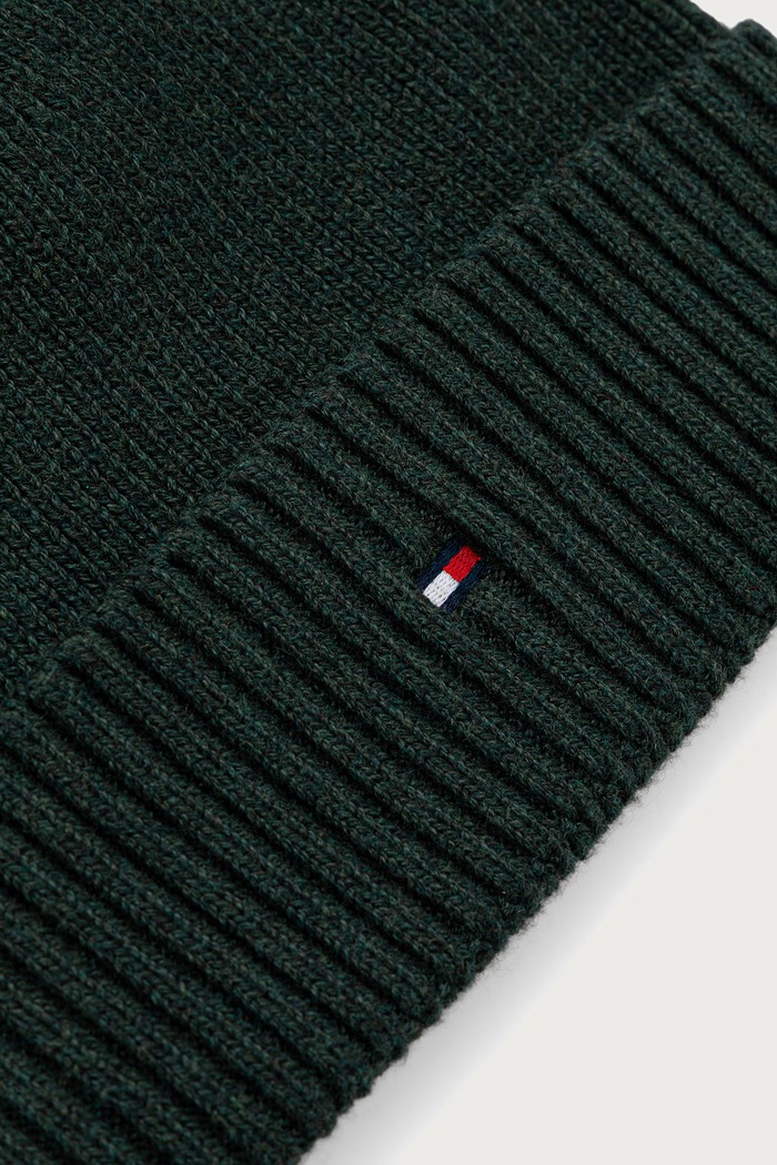 Tommy Hilfiger Czapka beanie męska z dodatkiem kaszmiru AM0AM12796 zielony AW25