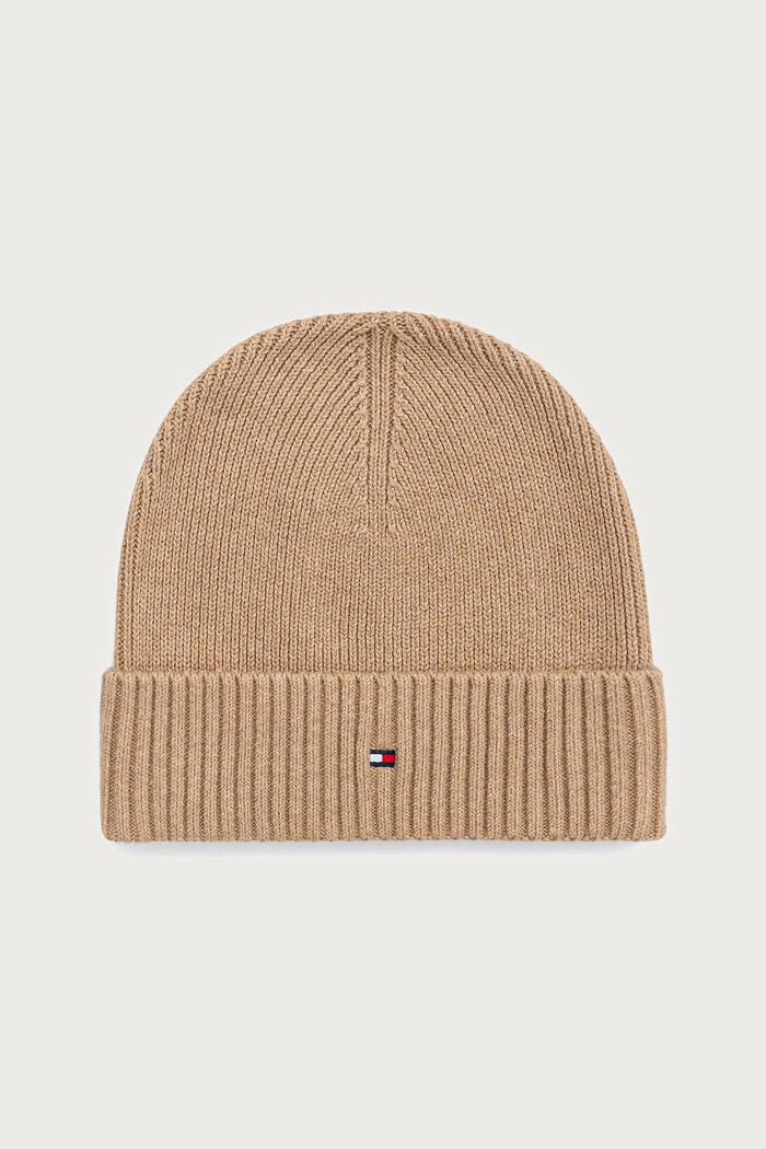 Tommy Hilfiger Beanie kapa za muškarce s dodatkom kašmira bež AM0AM12796