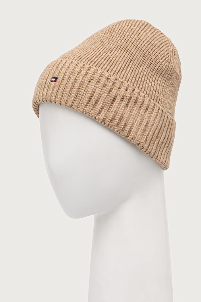Tommy Hilfiger Beanie kapa za muškarce s dodatkom kašmira AM0AM12796 bež AW25