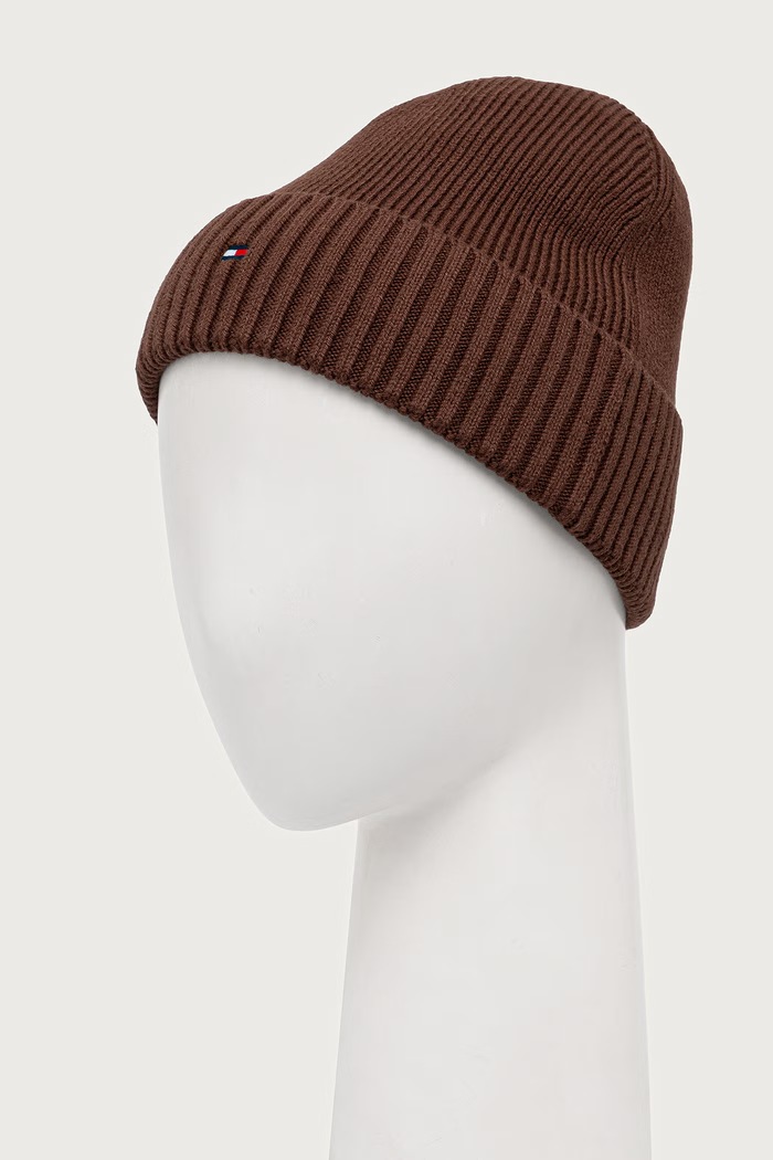 Tommy Hilfiger Beanie kapa za muškarce s dodatkom kašmira AM0AM12796 smeđa AW25