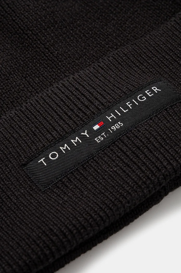 Βαμβακερό σκουφάκι Tommy Hilfiger AM0AM12797 μαύρο AW24