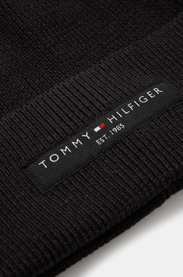 Βαμβακερό σκουφάκι Tommy Hilfiger AM0AM12797 μαύρο AW24
