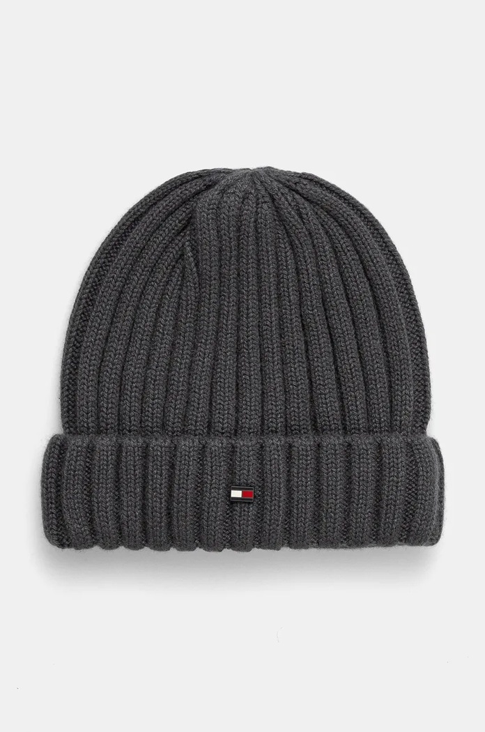 Tommy Hilfiger czapka wełniana wełna szary AM0AM12798