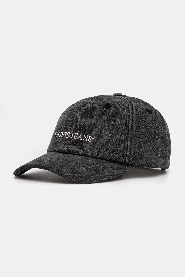 Guess Jeans czapka z daszkiem bawełniana aplikacja szary M4BZ26.WF8V1