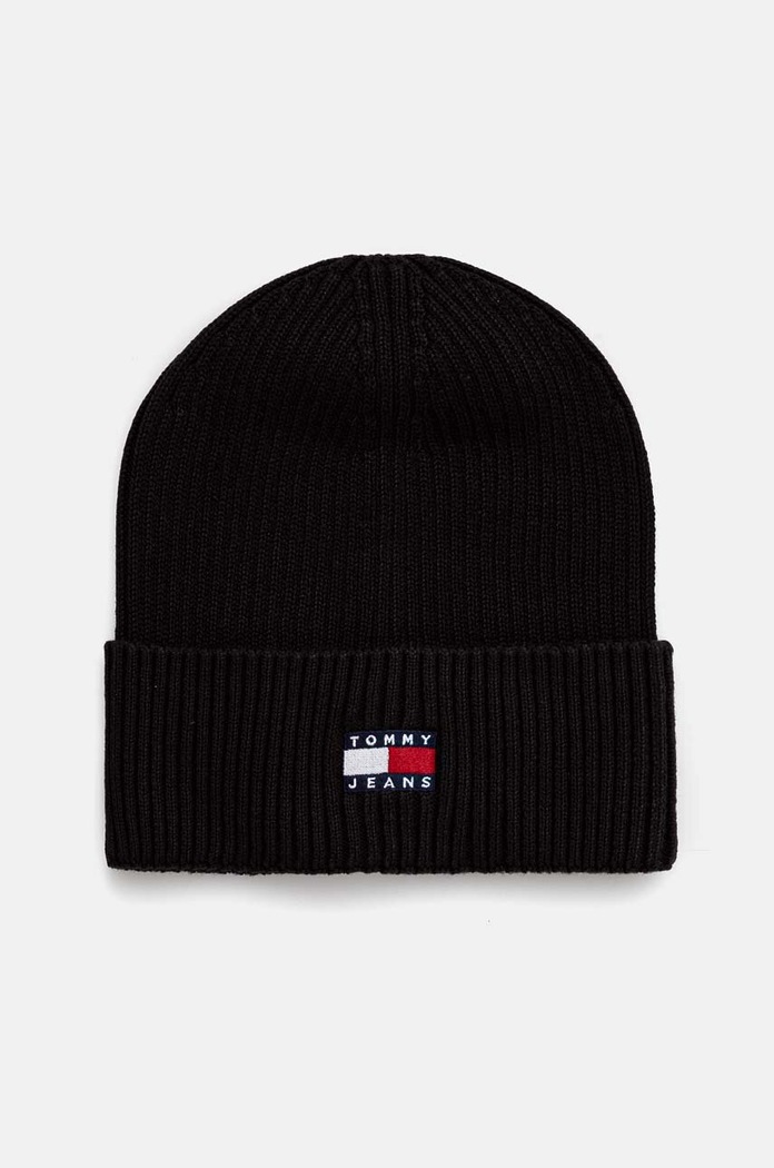 Tommy Jeans czapka bawełniana aplikacja czarny AM0AM13330
