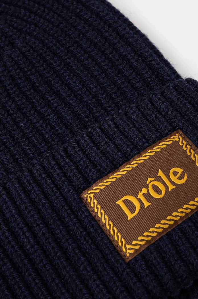 Vlněná čepice Drôle de Monsieur Le Bonnet Laine E.BN104.WO007.NY námořnická modř AW24