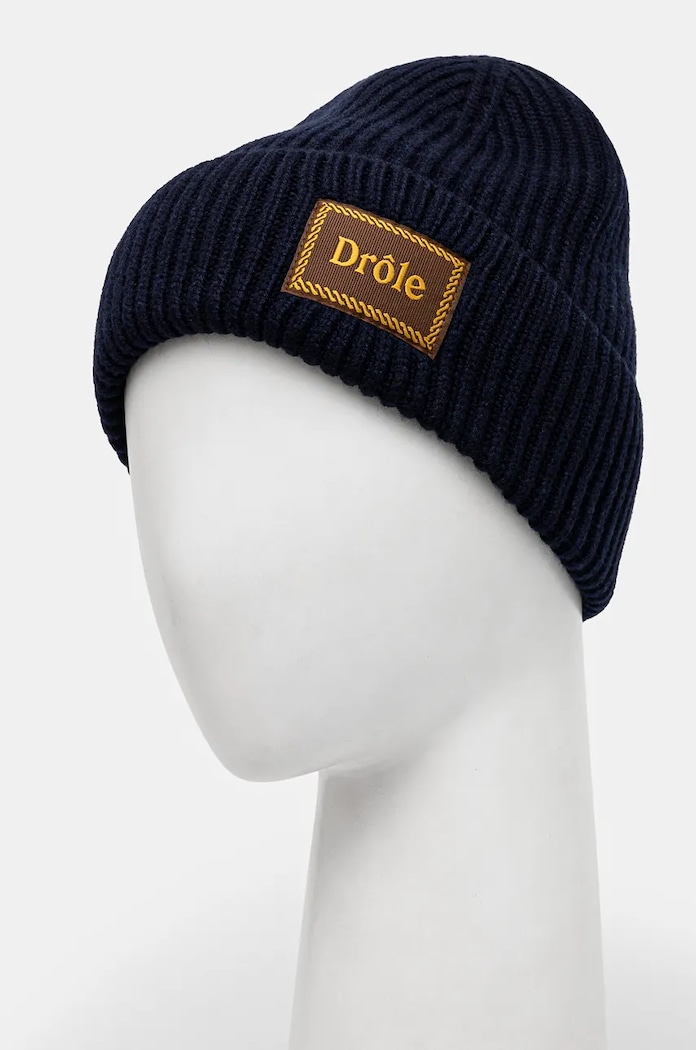 Doplňky Vlněná čepice Drôle de Monsieur Le Bonnet Laine E.BN104.WO007.NY námořnická modř