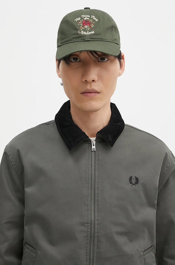 Bavlnená šiltovka Drôle de Monsieur La Casquette Slogan Fleurs E.CP153.CO138.KK zelená