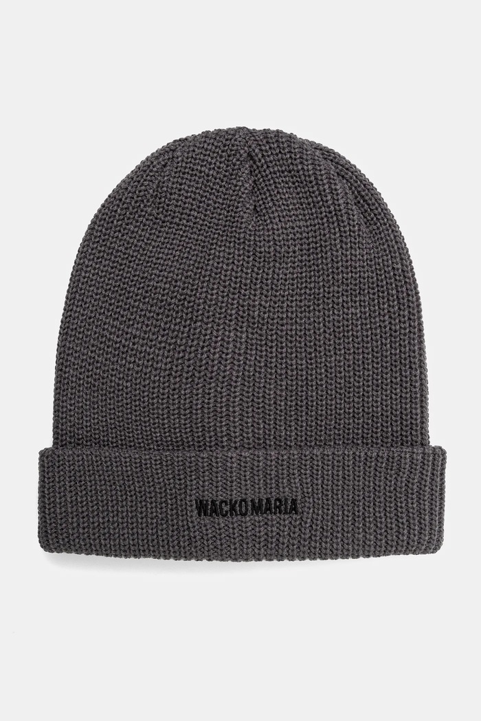 Σκούφος Wacko Maria Knit Watch Cap απλικέ γκρί 24FW.WMA.CP04