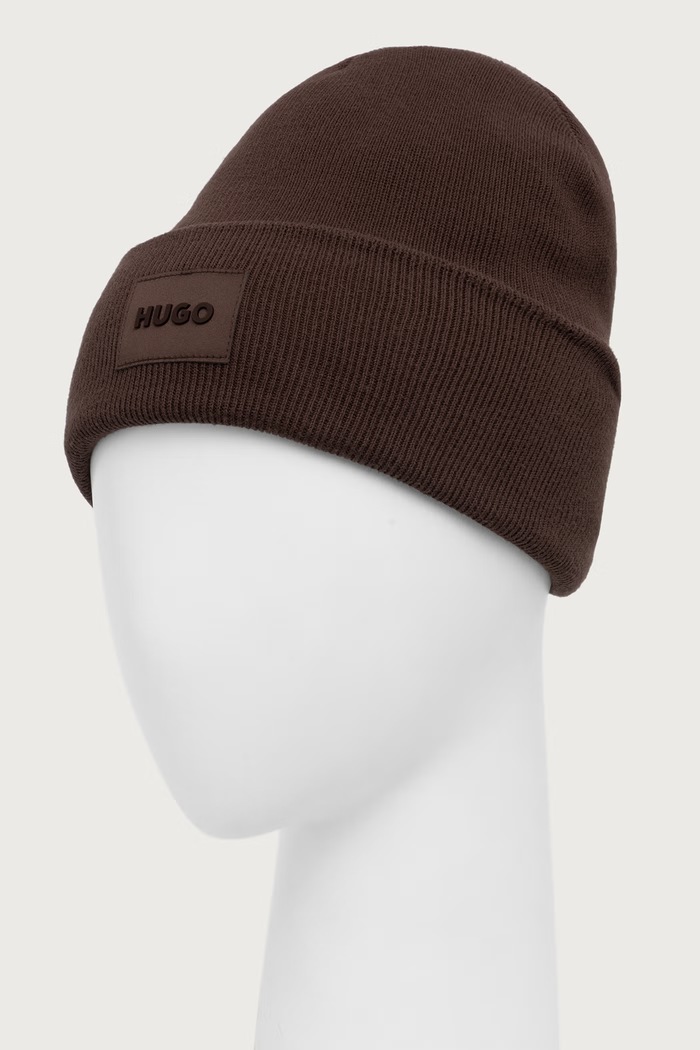 HUGO Σκούφος ανδρικός βαμβακερός Xevon_B 50551508 καφέ AW25