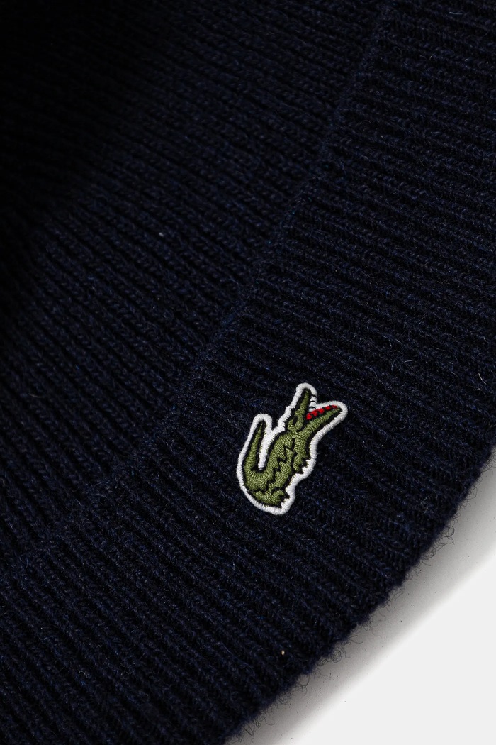 Вълнени шапка и шал Lacoste RB5385 тъмносин