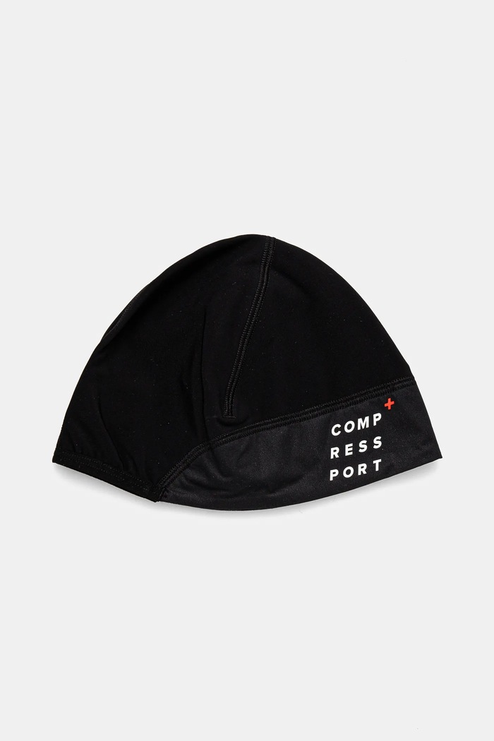 Шапка Compressport Hurricane тънък черен CU00071B