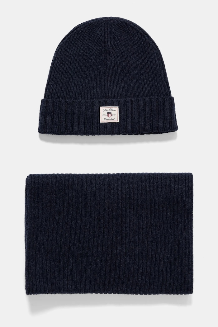Gant caciula si fular din lana uni bleumarin 9990018