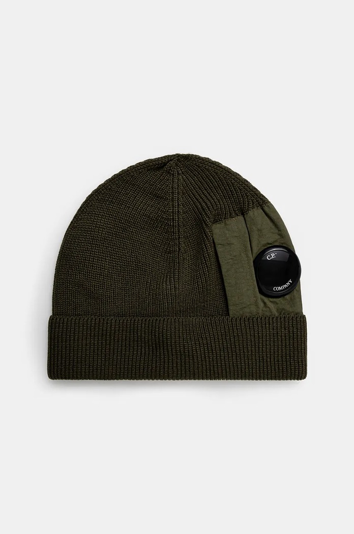 Вовняна шапка C.P. Company Knit Cap вовна зелений 17CMAC297A005509A