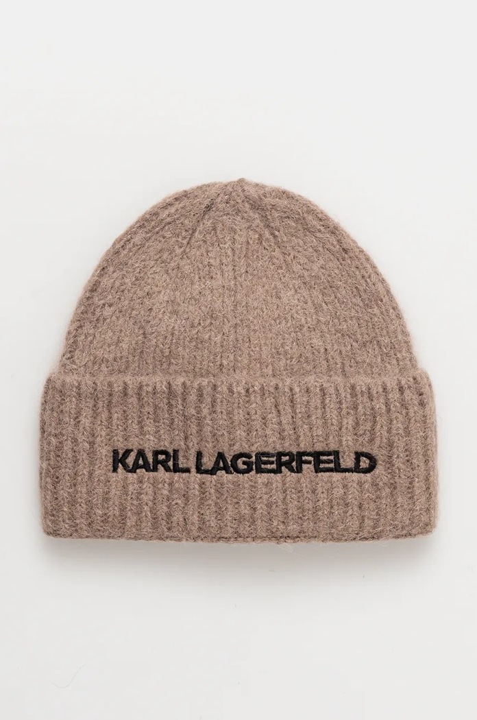 Karl Lagerfeld gyapjú sapka aplikációval bézs 246W3411