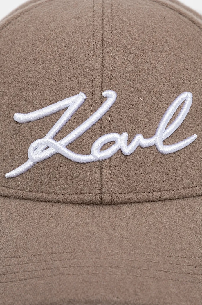 Vlněná kšiltovka Karl Lagerfeld 246W3406 hnědá AW24