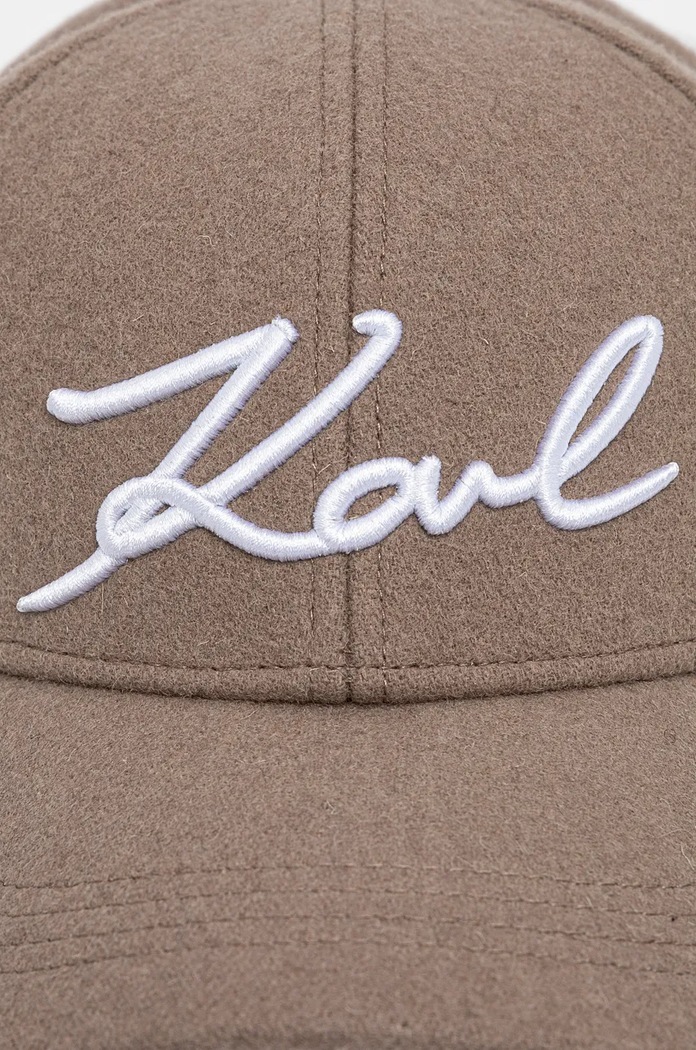 Vlněná kšiltovka Karl Lagerfeld 246W3406 hnědá AW24