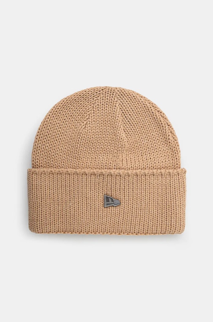 New Era sapka gyapjú keverékből WIDE CUFF BEANIE sima bézs 60565427
