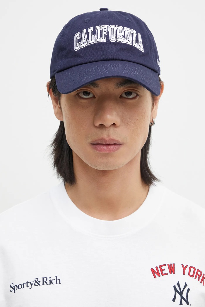 Sporty & Rich cotton baseball cap California cotton navy AC040516501BL32