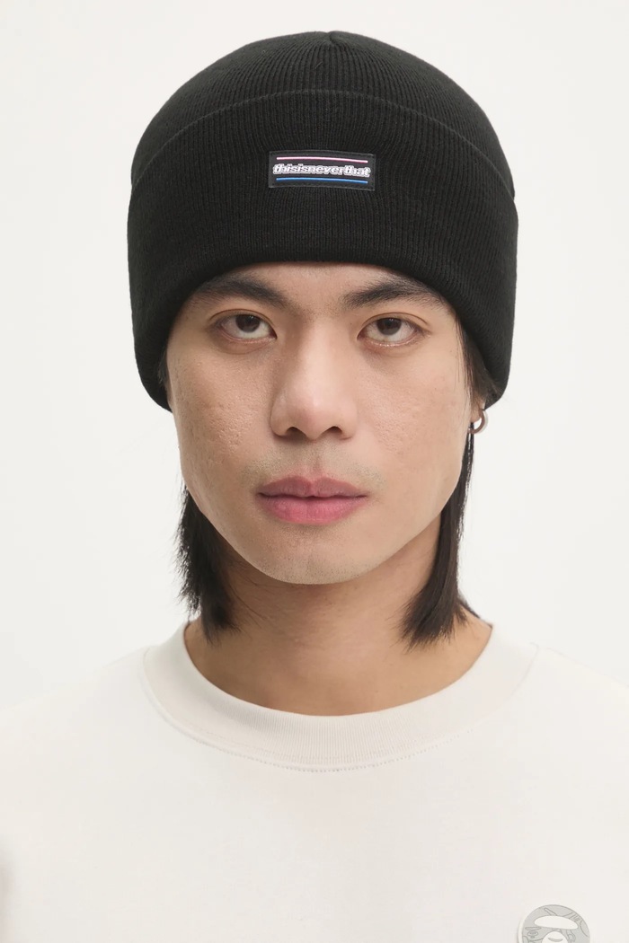 Καπέλο thisisneverthat ESP-Logo Beanie απλό μαύρο TN243KHWBE02
