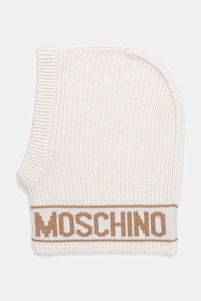 Moschino kaptur damski z dodatkiem wełny beżowy M3136.65414