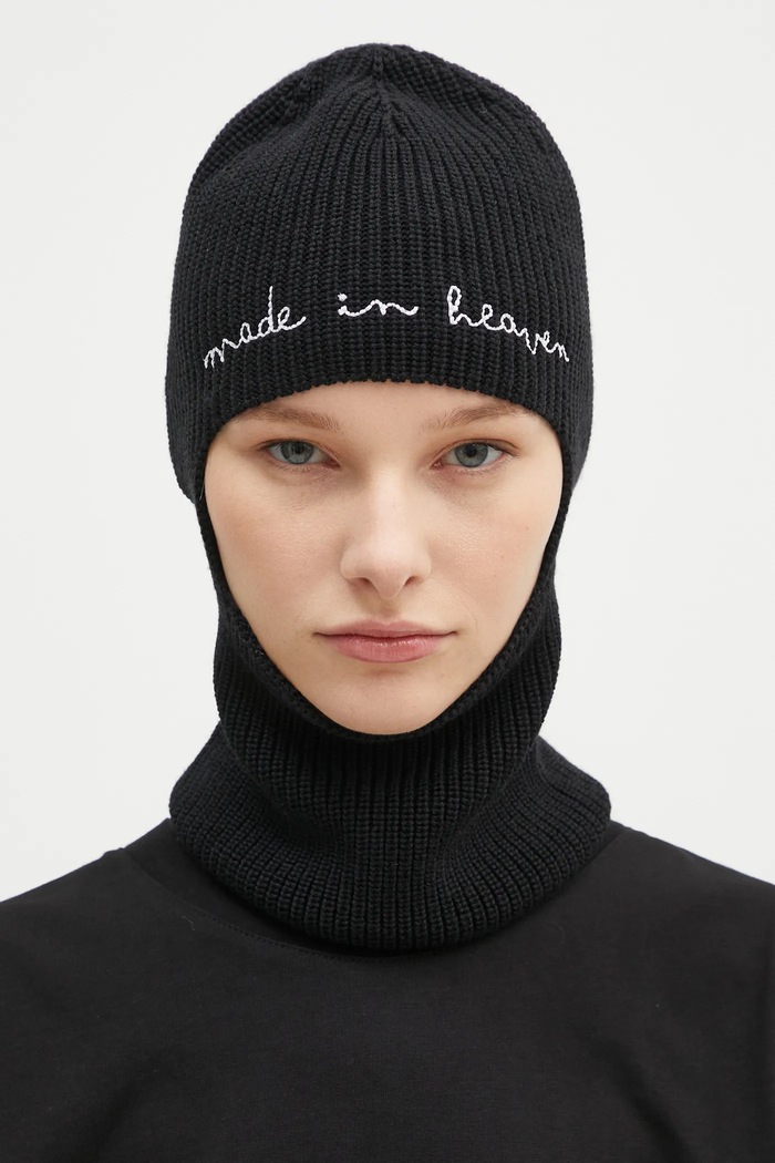 Вовняний капор Fiorucci Embroidered Balaklava чорний U01FPAHA217KN05BK01