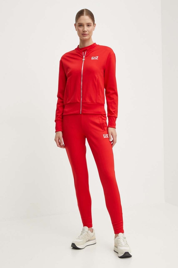 Športová tepláková súprava EA7 Emporio Armani s elastanom červená TJFQZ.8NTV60.1451