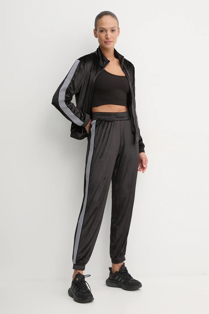 EA7 Emporio Armani bársony melegítő elasztánnal fekete TJZDZ.6DTV64.1200
