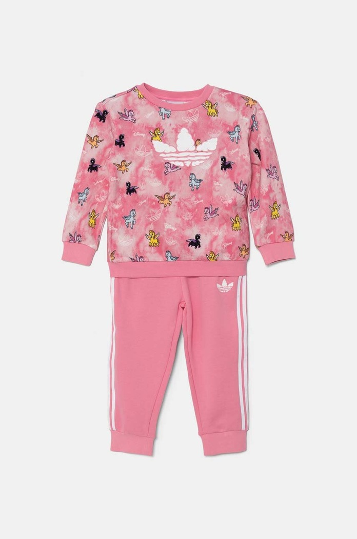 Dječja pamučna trenirka adidas Originals CREW SET pletivo roza JN4669