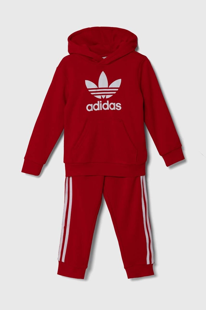 adidas Originals dres dziecięcy HOODIE SET aplikacja czerwony IY4787