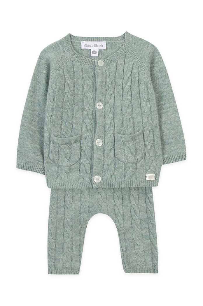 Tartine et Chocolat komplet wełniany dziecięcy TZ36060.67.74 turkusowy AW24