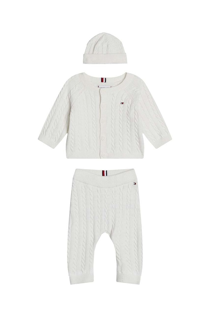Tommy Hilfiger komplet niemowlęcy z domieszką wełny 3-pack dzianina biały KN0KN01929.9BYH