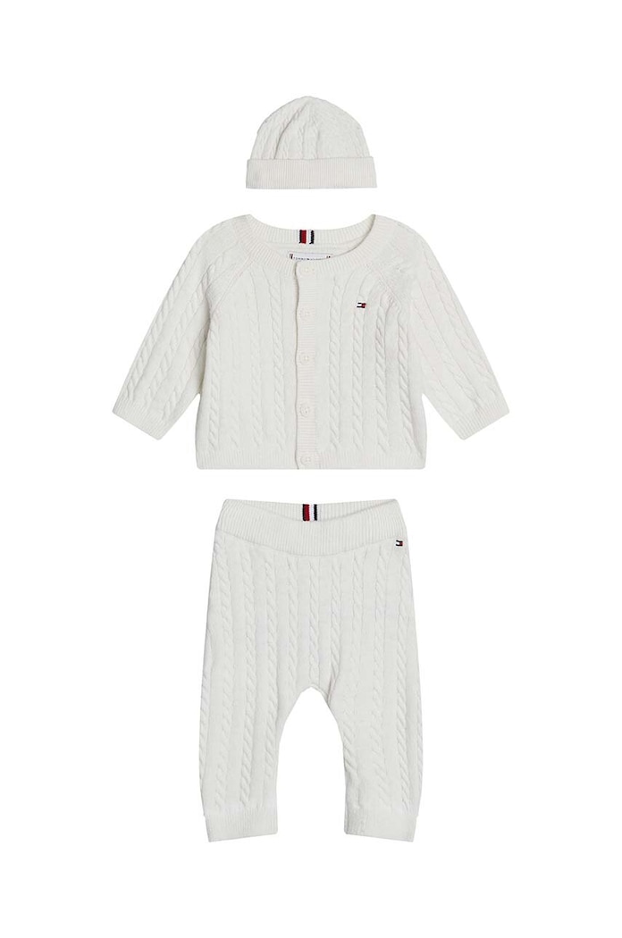 Tommy Hilfiger komplet niemowlęcy z domieszką wełny 3-pack dzianina biały KN0KN01929.9BYH