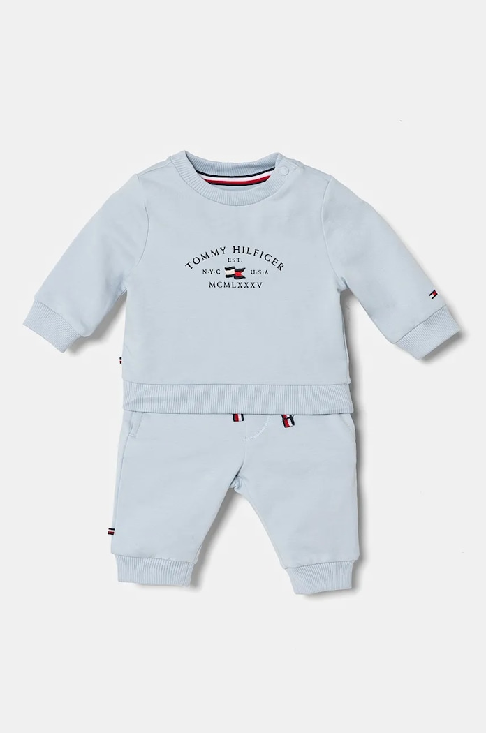 Tepláková súprava pre bábätká Tommy Hilfiger s elastanom modrá KN0KN01939.9BYH